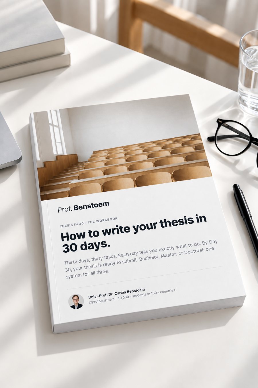 Thesis in 30 Workbook cover, 30 days, 30 tasks