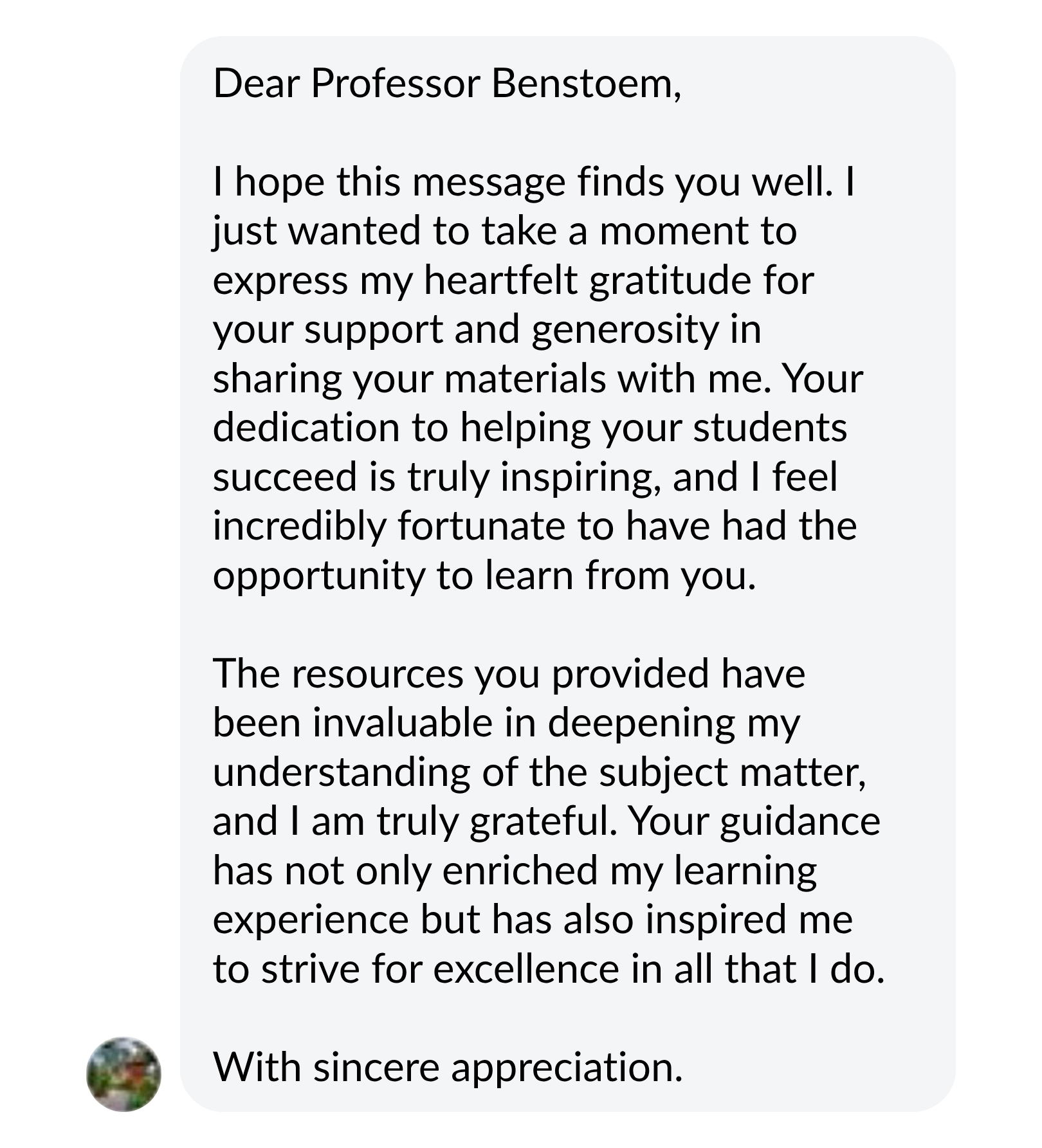 Student message