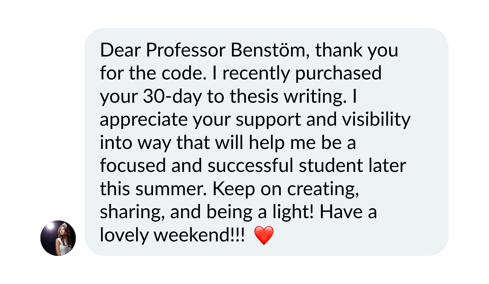 Student message